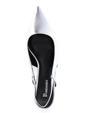No Boundaries Silver Slingback Kitten Heels Women’s Size 8 Pointed Toe